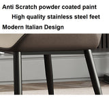 NNEDSZ Orange Brown Italian Minimal List Dining Chairs PU Retro Chair Cafe Kitchen Modern Metal Legs x2