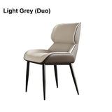 NNEDSZ Light Grey Italian Minimal List Dining Chairs PU Retro Chair Cafe Kitchen Modern Metal Legs x2
