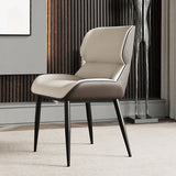 NNEDSZ Light Grey Italian Minimal List Dining Chairs PU Retro Chair Cafe Kitchen Modern Metal Legs x2
