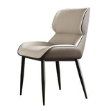 NNEDSZ Light Grey Italian Minimal List Dining Chairs PU Retro Chair Cafe Kitchen Modern Metal Legs x2