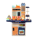 NNEDSZ 65pcs 93cm Children Kitchen Kitchenware Play Toy Simulation Steam SpCooking Set Cookware Tableware Gift Blue Color