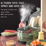 NNEDSZ 65pcs 93cm Children Kitchen Kitchenware Play Toy Simulation Steam SpCooking Set Cookware Tableware Gift Blue Color