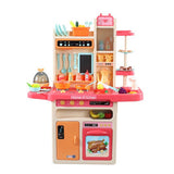 NNEDSZ 65pcs 93cm Children Kitchen Kitchenware Play Toy Simulation Steam SpCooking Set Cookware Tableware Gift Blue Color