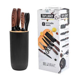 NNEDSZ 6-Piece Kitchen Knife Set Non-Stick Stainless Steel Blades with Universal Knife Block