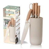 NNEDSZ 6-Piece Kitchen Knife Set Non-Stick Stainless Steel Blades with Universal Knife Block