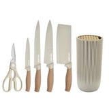 NNEDSZ 6-Piece Kitchen Knife Set Non-Stick Stainless Steel Blades with Universal Knife Block
