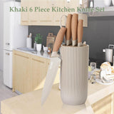 NNEDSZ 6-Piece Kitchen Knife Set Non-Stick Stainless Steel Blades with Universal Knife Block