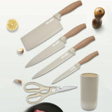 NNEDSZ 6-Piece Kitchen Knife Set Non-Stick Stainless Steel Blades with Universal Knife Block