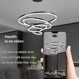 NNEDSZ Black 3 Rings Minimalist LED Pendant Light Adjustable Circular Chandelier