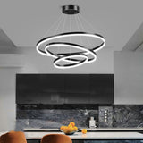 NNEDSZ Black 4 Rings Minimalist LED Pendant Light Adjustable Circular Chandelier