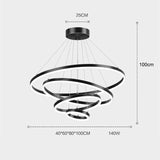 NNEDSZ Black 5 Rings Minimalist LED Pendant Light Adjustable Circular Chandelier