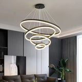 NNEDSZ Gold 4 Rings Minimalist LED Pendant Light Adjustable Circular Chandelier