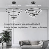 NNEDSZ Gold 5 Rings Minimalist LED Pendant Light Adjustable Circular Chandelier