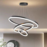NNEDSZ Gold 5 Rings Minimalist LED Pendant Light Adjustable Circular Chandelier