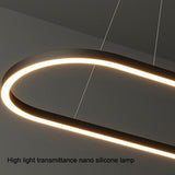 NNEDSZ Modern Minimalist Oval Pendant Light Adjustable LED Chandelier Black