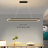 NNEDSZ Modern Minimalist Oval Pendant Light Adjustable LED Chandelier Black