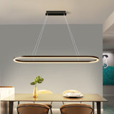 NNEDSZ Modern Minimalist Oval Pendant Light Adjustable LED Chandelier Black