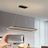 NNEDSZ Modern Minimalist Oval Pendant Light Adjustable LED Chandelier Black
