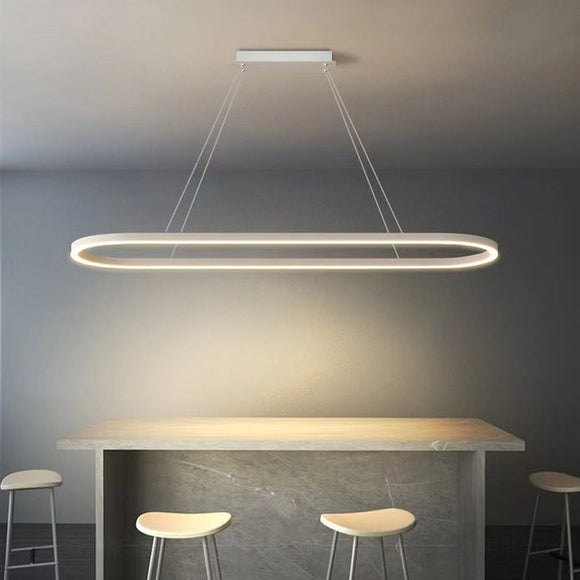 NNEDSZ Modern Minimalist Oval Pendant Light Adjustable LED Chandelier White