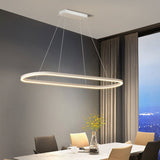 NNEDSZ Modern Minimalist Oval Pendant Light Adjustable LED Chandelier White