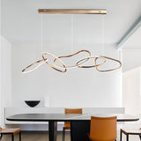 NNEDSZ Nordic Minimalist Rose Gold LED Pendant Light Adjustable Modern Ring Chandelier 150cm