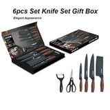 NNEDSZ 6 pieces Kitchen Knife Set Everich Chef Knives Stainless Steel Nonstick Scissor