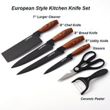 NNEDSZ 6 pieces Kitchen Knife Set Everich Chef Knives Stainless Steel Nonstick Scissor