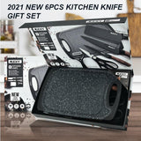 NNEDSZ 6 pieces Kitchen Knife Set Everich Chef Knives Stainless Steel Nonstick Scissor Cutting Board
