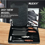 NNEDSZ 6 pieces Kitchen Knife Set Everich Chef Knives Stainless Steel Nonstick Scissor Cutting Board