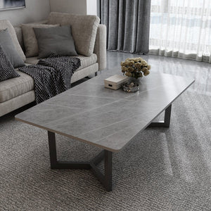 NNEDSZ 120x60cm Matte Grey Minimalist Slate Coffee Table Marble Tea Table Living Room Rectangle Cocktail Side Table Solid Metal Legs
