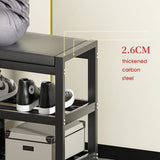 NNEDSZ 3 Tiers 80cm Width Sturdy Steel Multi-layer Shoe Rack with Bench Entryway Shoe Storage Organizer