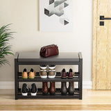 NNEDSZ 3 Tiers 80cm Width Sturdy Steel Multi-layer Shoe Rack with Bench Entryway Shoe Storage Organizer