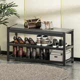 NNEDSZ 3 Tiers 80cm Width Sturdy Steel Multi-layer Shoe Rack with Bench Entryway Shoe Storage Organizer