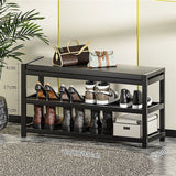NNEDSZ 3 Tiers 80cm Width Sturdy Steel Multi-layer Shoe Rack with Bench Entryway Shoe Storage Organizer