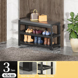 NNEDSZ 3 Tiers 80cm Width Sturdy Steel Multi-layer Shoe Rack with Bench Entryway Shoe Storage Organizer