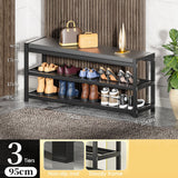 NNEDSZ 3 Tiers 80cm Width Sturdy Steel Multi-layer Shoe Rack with Bench Entryway Shoe Storage Organizer