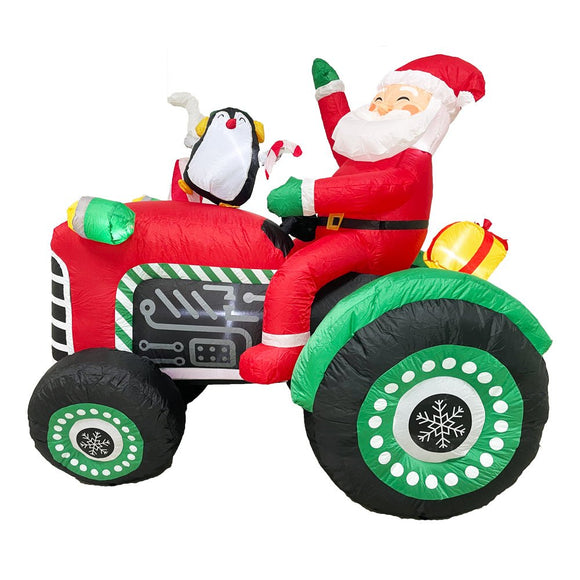 NNEDSZ Radiant Christmas Lights Tractor Penguin Gift Xmas Inflatable Santa 1.8m Height