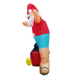 NNEDSZ Radiant Christmas Lights Radio Xmas Inflatable Santa Beach Post 1.8m Height with Music