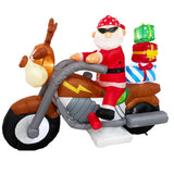 NNEDSZ Radiant Christmas Lights Elk Motorcycle Gift Xmas Inflatable Santa 2.1m Long