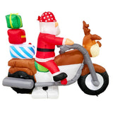 NNEDSZ Radiant Christmas Lights Elk Motorcycle Gift Xmas Inflatable Santa 2.1m Long
