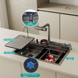 NNEDSZ Integrated Waterfall Kitchen Sink Honeycomb Technology Large Digitial Display Stainless Steel Water Filter Cup Washer