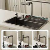 NNEDSZ Integrated Waterfall Kitchen Sink Honeycomb Technology Large Digitial Display Stainless Steel Water Filter Cup Washer