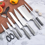 NNEDSZ Stainless Steel 8PC Kitchen Chef Knife Block Set Knives Scissor Sharpener AU
