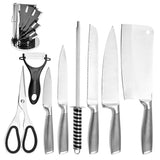 NNEDSZ Stainless Steel 8PC Kitchen Chef Knife Block Set Knives Scissor Sharpener AU