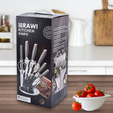 NNEDSZ Stainless Steel 8PC Kitchen Chef Knife Block Set Knives Scissor Sharpener AU