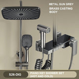 NNEDSZ GeoS26 Luxury Shower System Hot Cold Mixer Shower Set Bathroom Thermostatic SPA Rainfall Bath Tap Bathtub Wall Mount LED Digital Faucet