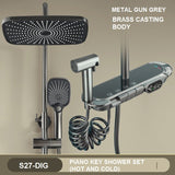 NNEDSZ GeoS27 Luxury Shower System Hot Cold Mixer Shower Set Bathroom Thermostatic SPA Rainfall Bath Tap Bathtub Wall Mount LED Digital Faucet