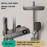 NNEDSZ GeoS31 Luxury Shower System Hot Cold Mixer Shower Set Bathroom Thermostatic SPA Rainfall Bath Tap Bathtub Wall Mount LED Digital Faucet