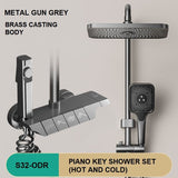 NNEDSZ GeoLuxury Shower System Hot Cold Mixer Shower Set Bathroom Thermostatic SPA Rainfall Bath Tap Bathtub Wall Mount LED Digital Faucet