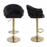 SERENITà GP1863 Modern Velvet Breakfast Bar Stools Swivel Barstools Adjustable Counter Stools with Backrest (Gold-Black)